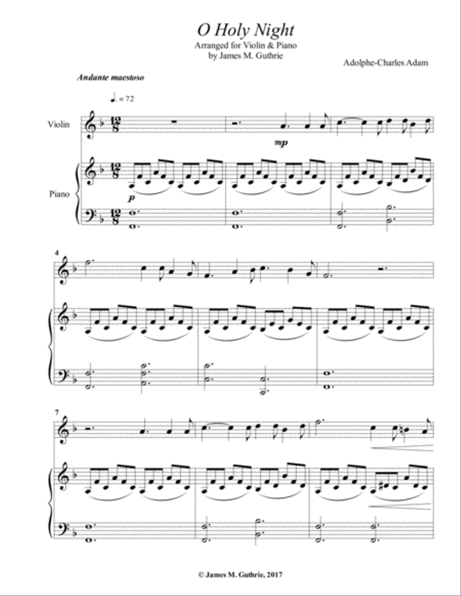 O Holy Night for Viola & Piano Viola scores gallery preview page 1