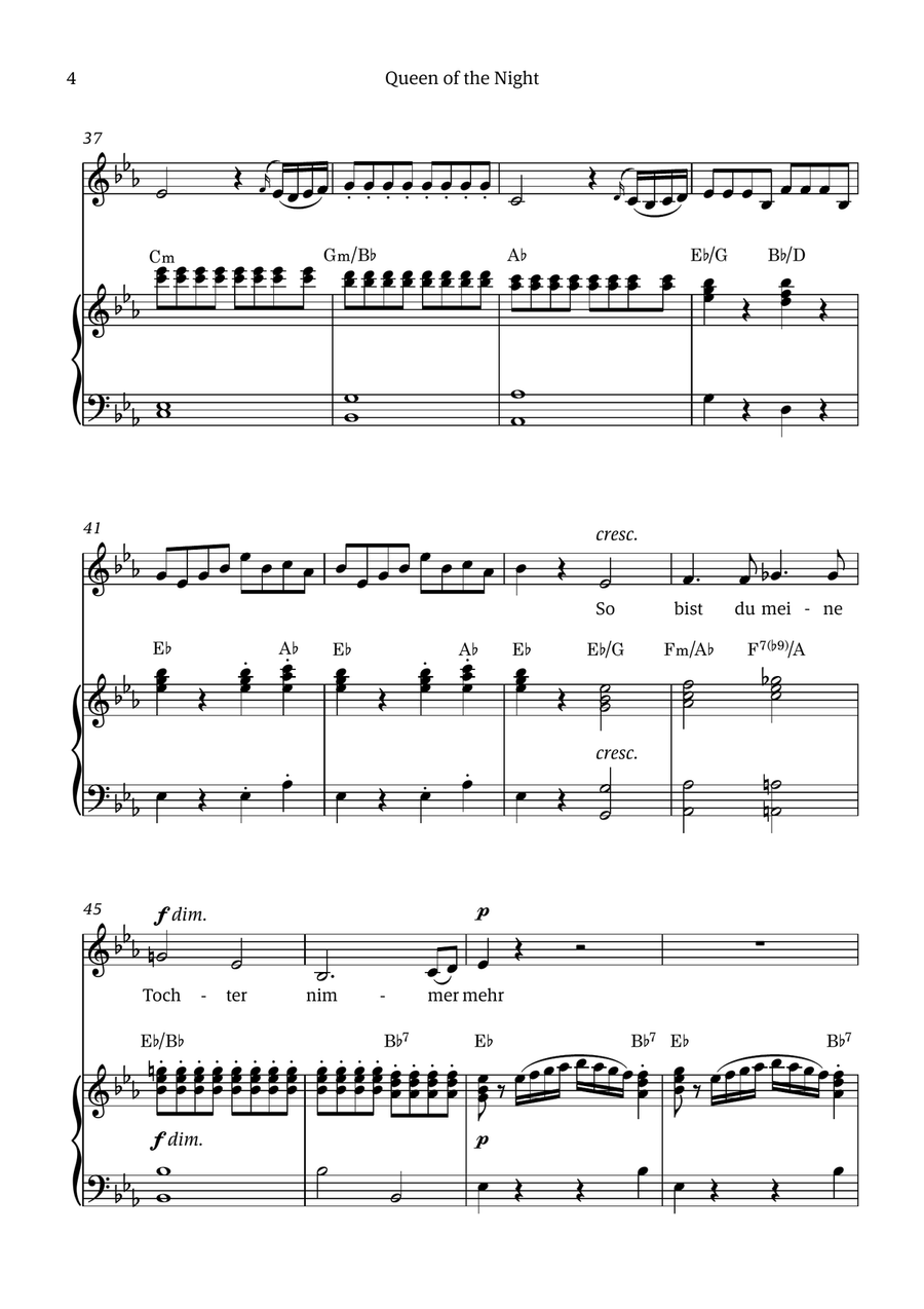 Queen of the Night (aria) - for ALTO in C minor (with chords) Chamber Music scores gallery preview page 4