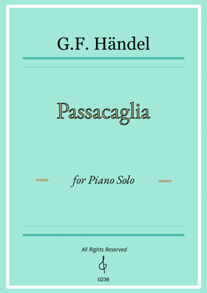 Book cover for Passacaglia by Handel - Piano Solo - W/Chords (Full Score)