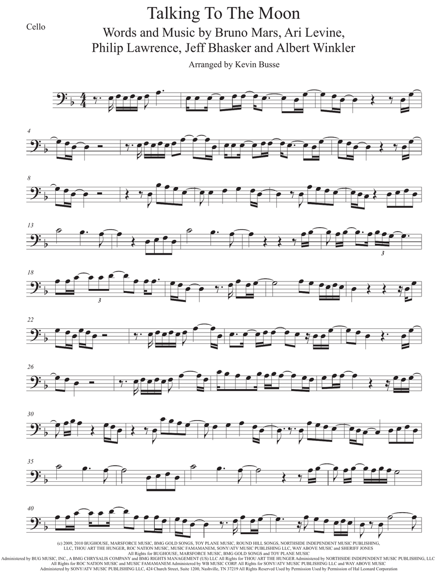 Talking To The Moon Talking To The Moon Cello Solo scores gallery preview page 1