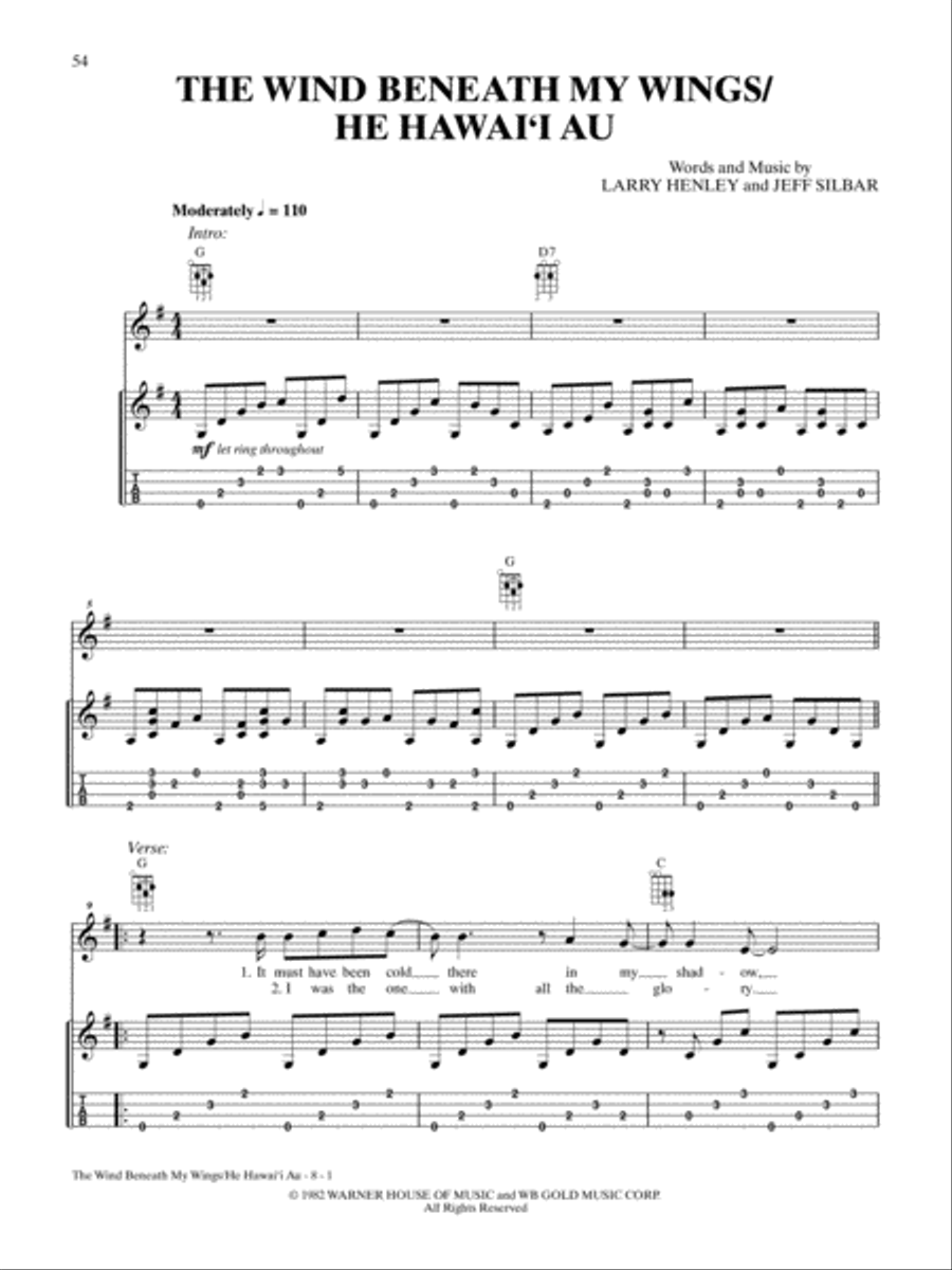 The Wind Beneath My Wings/He Hawai'i Au Ukulele scores gallery preview page 1
