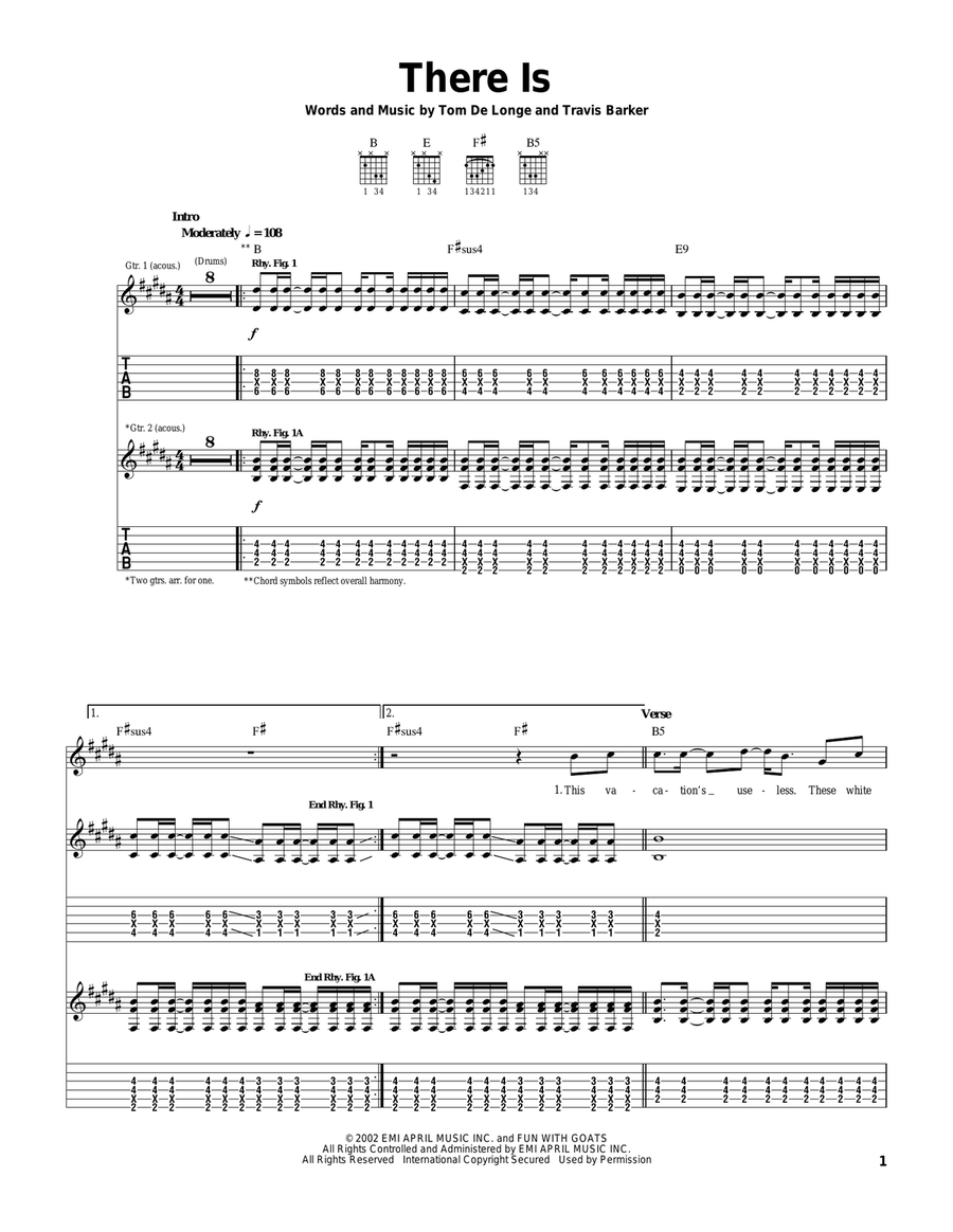 There Is Guitar Tablature scores gallery preview page 1