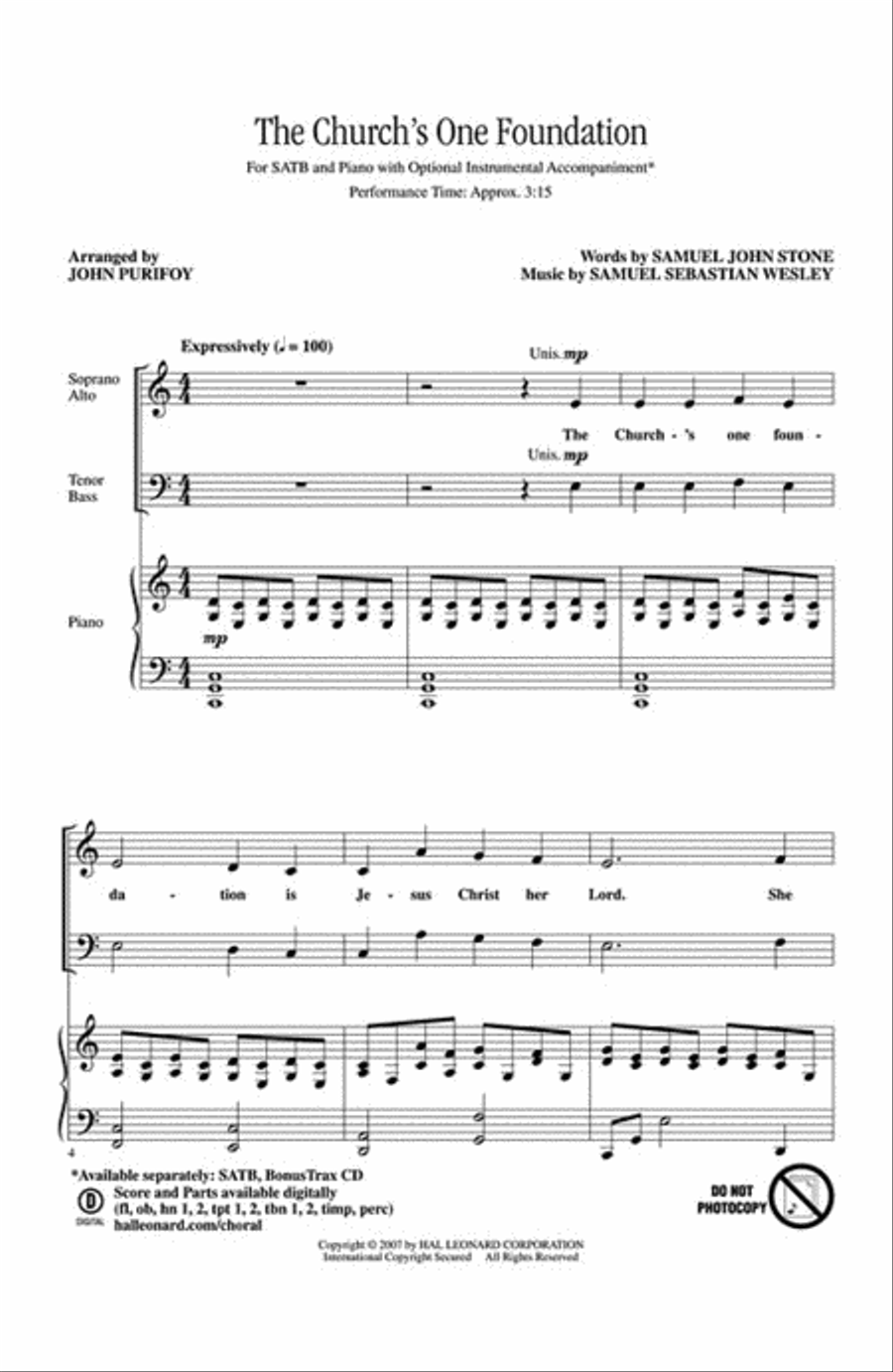 The Church's One Foundation 4-Part scores gallery preview page 2