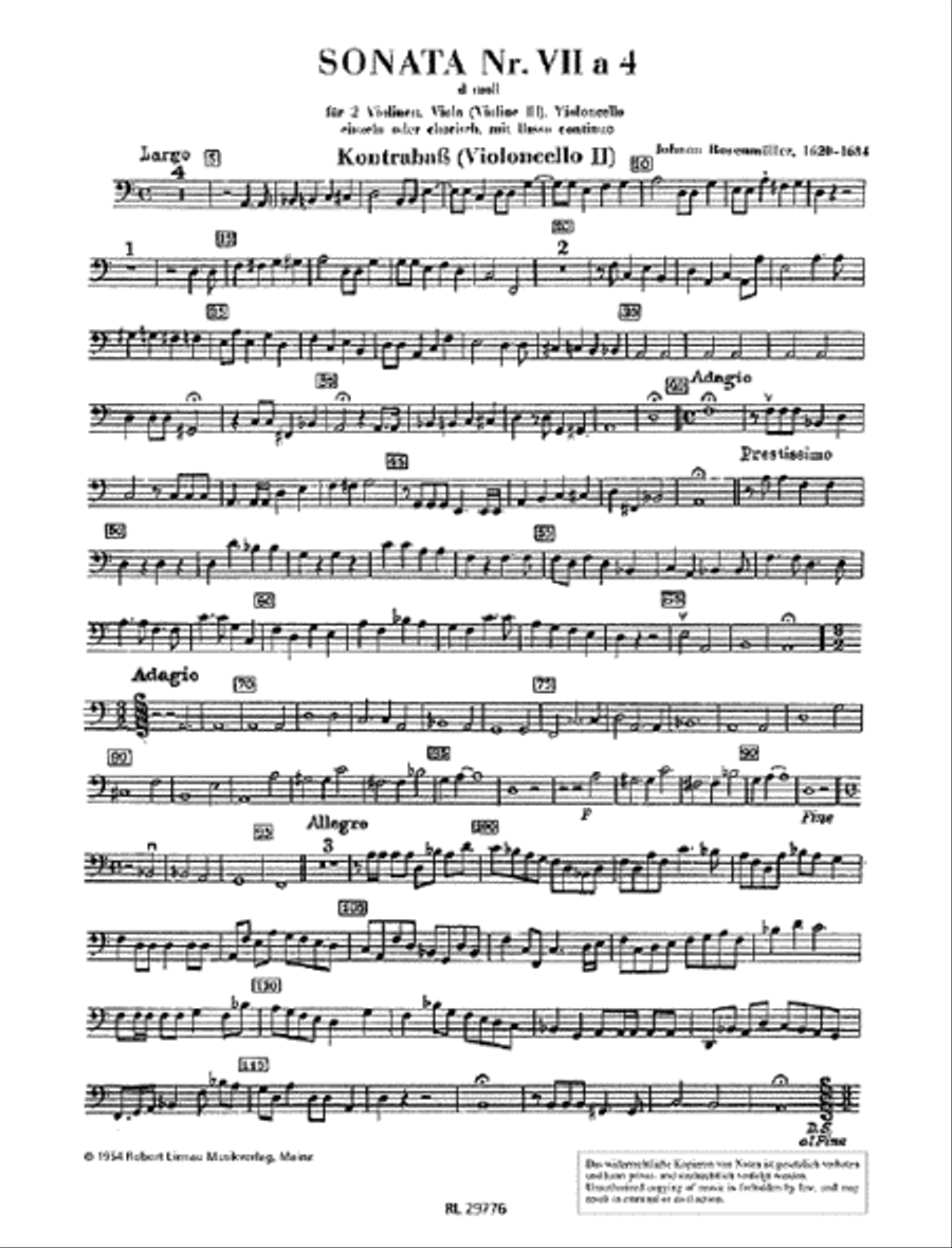 Sonata No. 7 D minor a 4 Double Bass scores gallery preview page 1