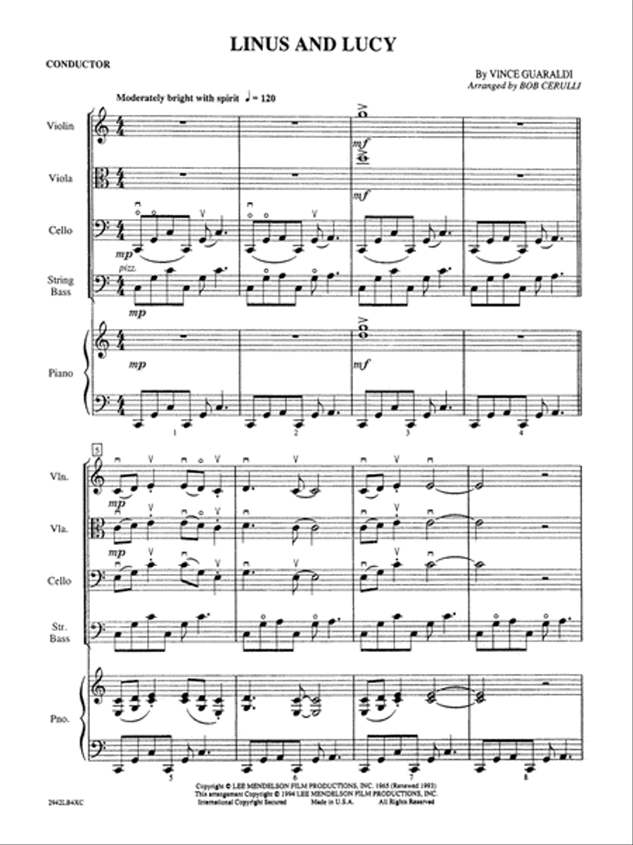 Linus and Lucy: Score Linus and Lucy: Score String Orchestra scores gallery preview page 3