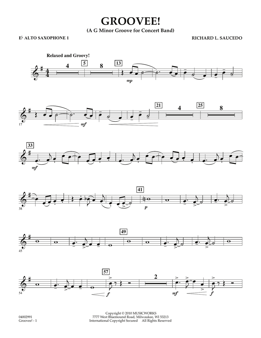 Groovee! - Eb Alto Saxophone 1 Concert Band scores gallery preview page 1