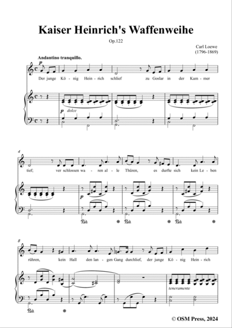 C. Loewe-Kaiser Heinrich's Waffenweihe(Kaiser Heinrichs IV. Waffenwacht),in C Major,Op.122 Voice scores gallery preview page 3