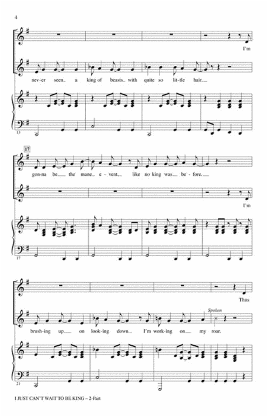 I Just Can't Wait to Be King 2-Part scores gallery preview page 3
