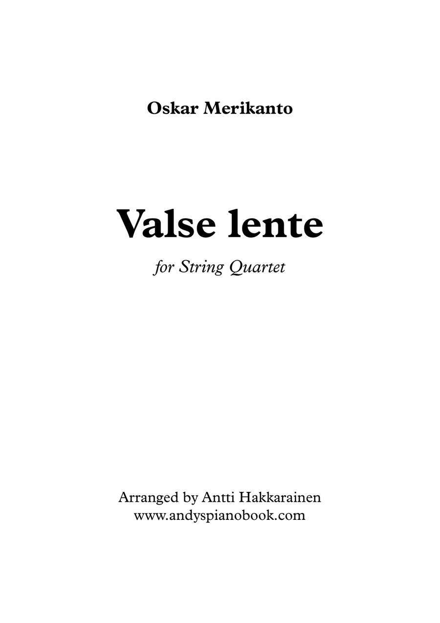 Valse Lente - String Quartet String Quartet scores gallery preview page 1