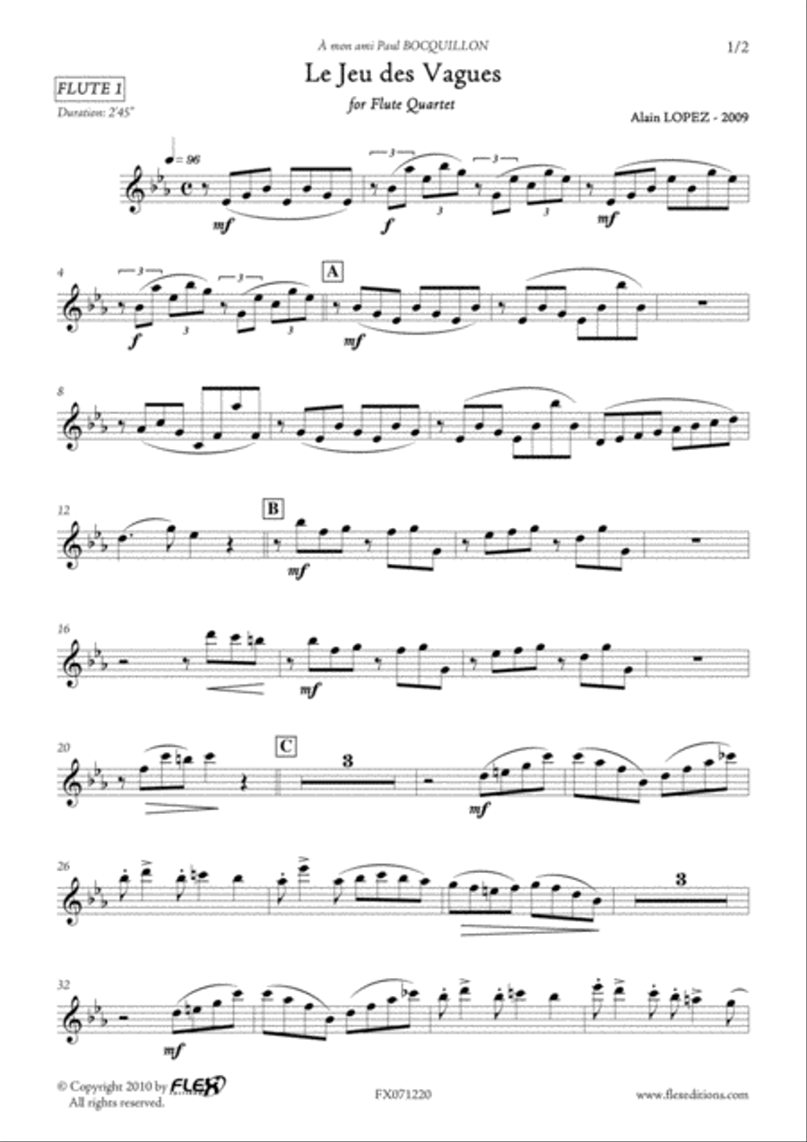 Le jeu des vagues Flute Quartet scores gallery preview page 6