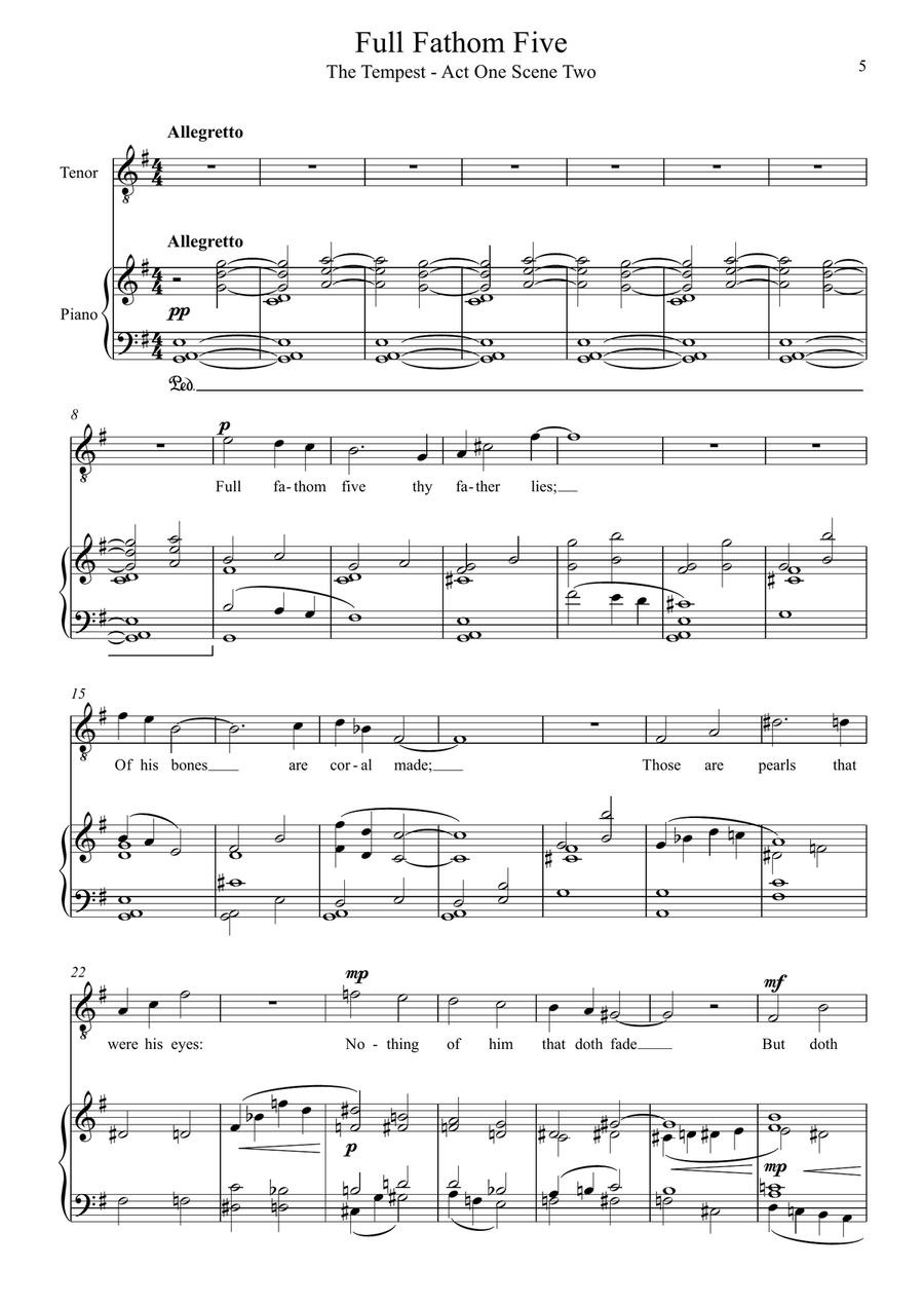 Ariel's Songs from The Tempest Voice Solo scores gallery preview page 5