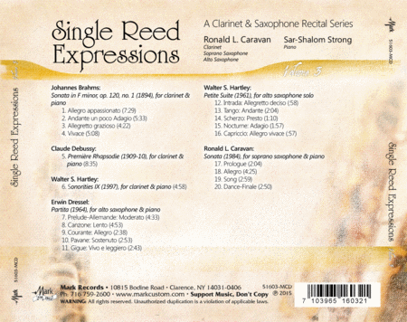 Single Reed Expressions: A Clarinet & Saxophone Recital Series, Vol. 3