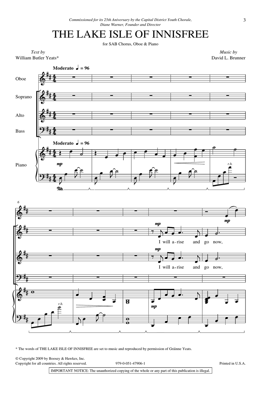 The Lake Isle Of Innisfree 3-Part scores gallery preview page 1