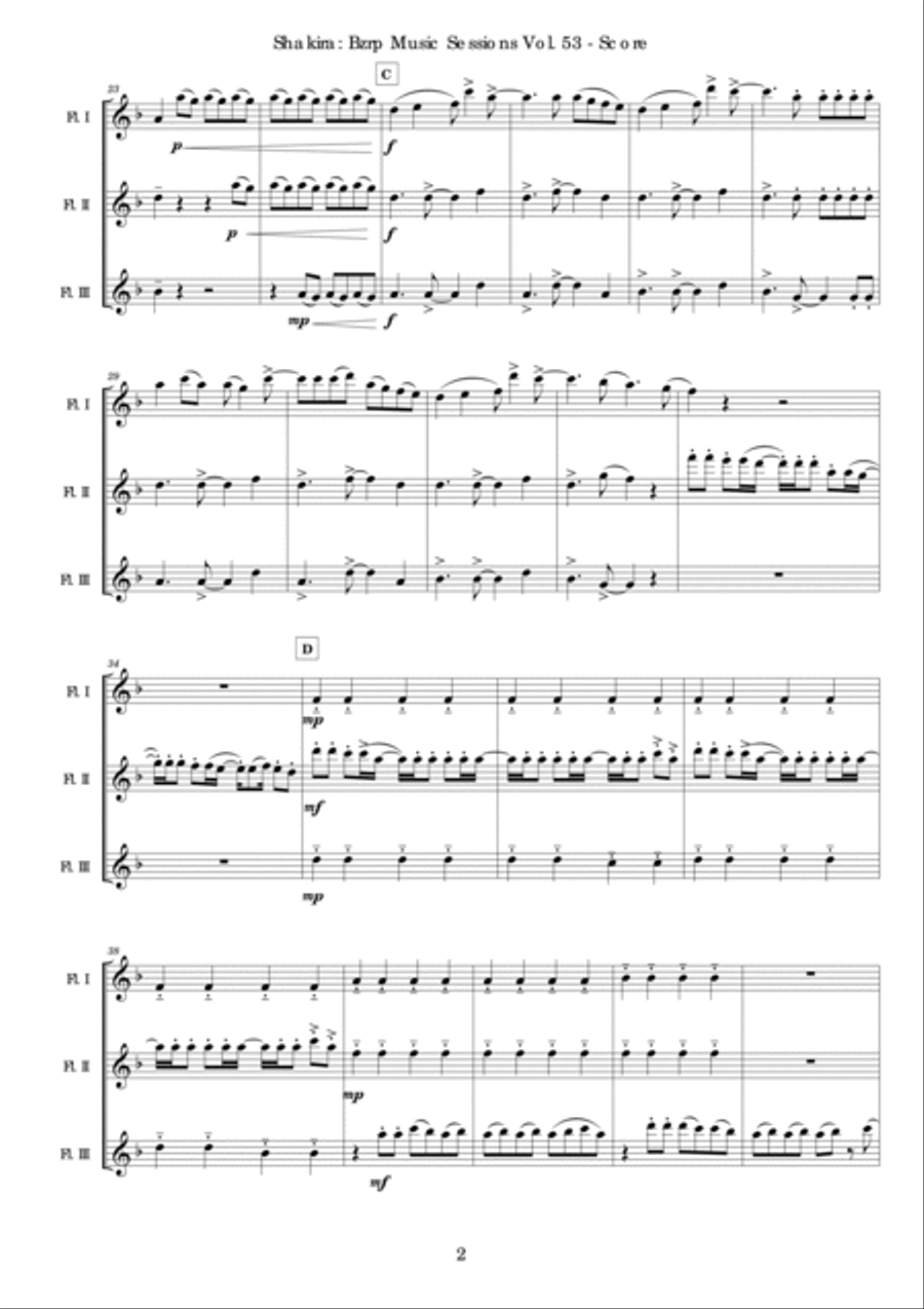 Shakira: Bzrp Music Sessions Vol. 53 Woodwind Trio scores gallery preview page 3