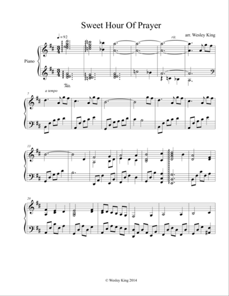 Sweet Hour of Prayer Piano Solo scores gallery preview page 1