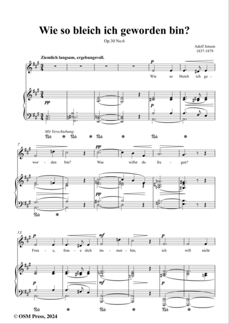 A. Jensen-Wie so bleich ich geworden bin?,Op.30 No.6,in A Major Voice scores gallery preview page 2