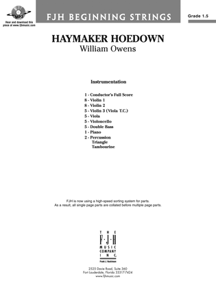 Book cover for Haymaker Hoedown: Score