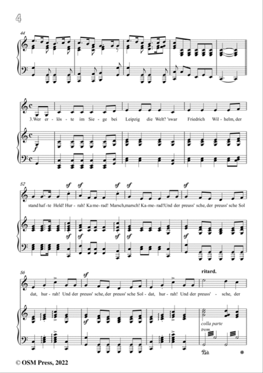 Loewe-Preussisches Hurrahlied,in C Major,for Voice and Piano Voice Solo scores gallery preview page 6