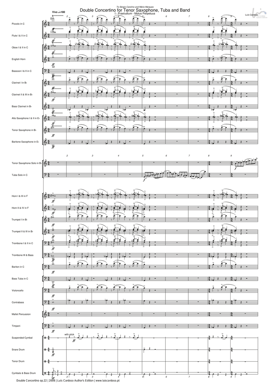 Double Concertino (for Tenor Saxophone, Tuba and Concert Band) Concert Band scores gallery preview page 5