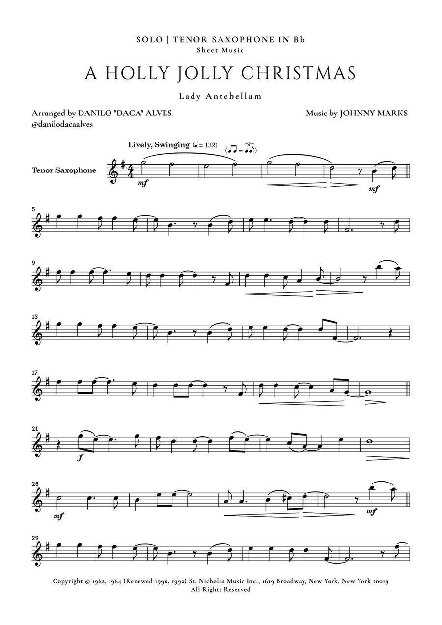 A Holly Jolly Christmas Tenor Saxophone scores gallery preview page 1