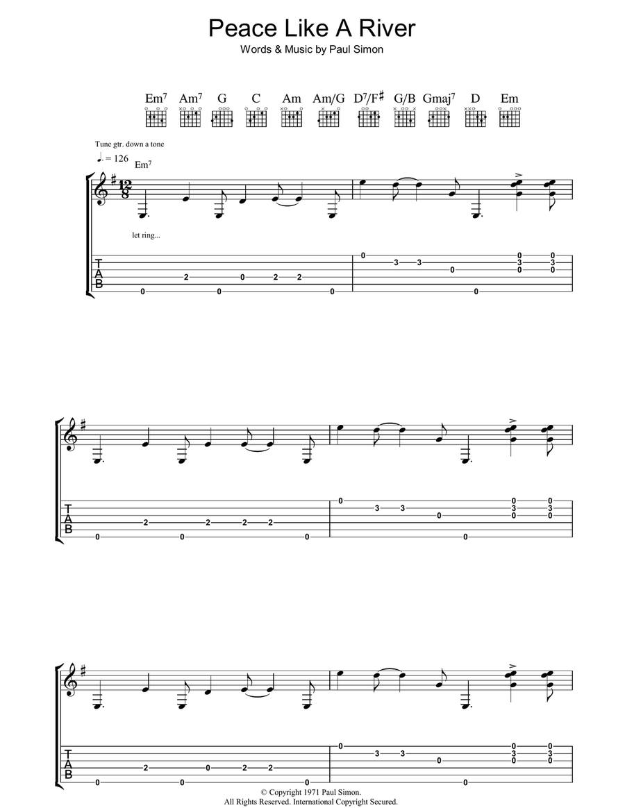 Peace Like A River Acoustic Guitar scores gallery preview page 1