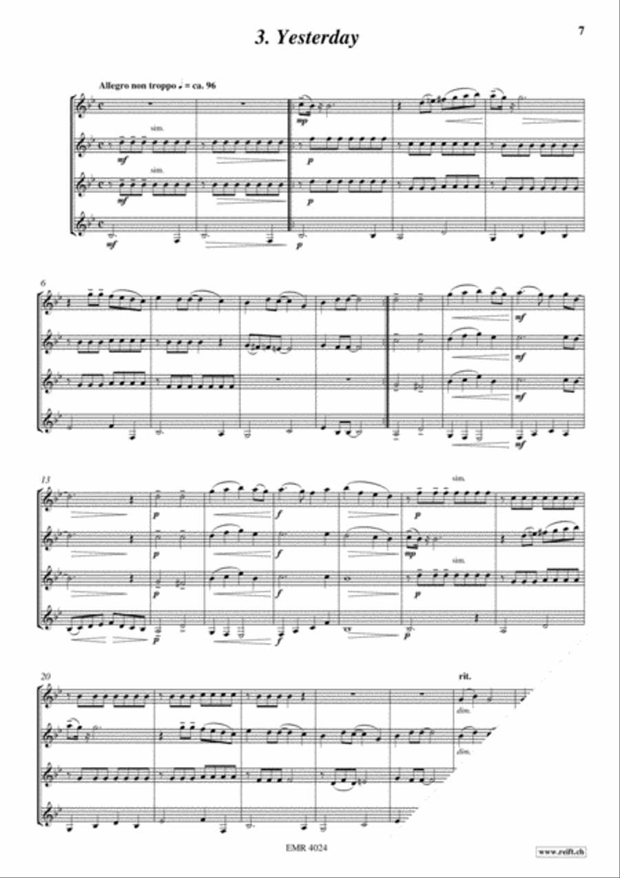 The Beatles The Beatles Euphonium Quartet scores gallery preview page 5