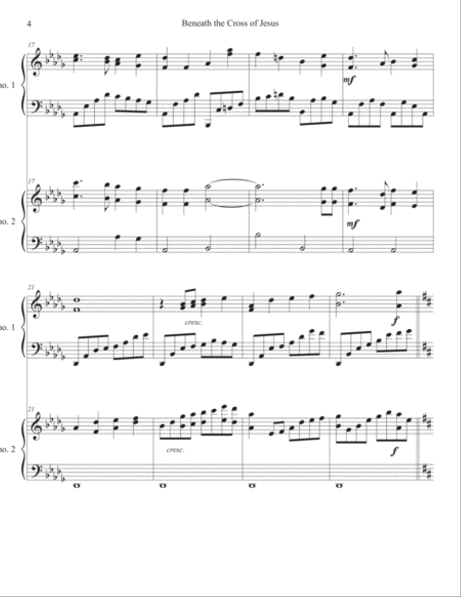 Beneath the Cross of Jesus Two Piano Duet 2 Pianos, 4-Hands scores gallery preview page 4