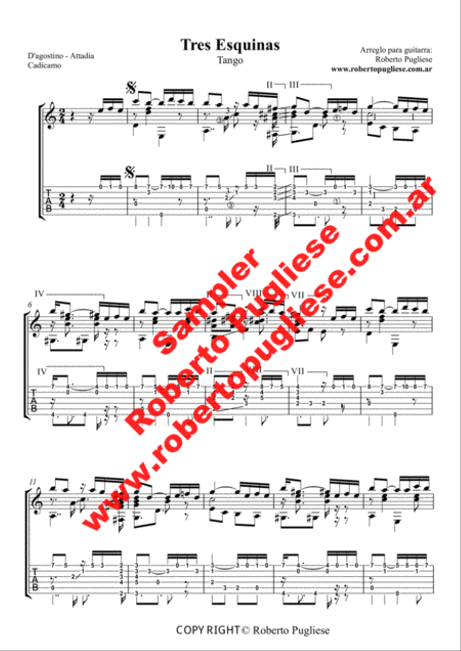 Tres esquinas - Vals (D´Agostino- Cadiamo) Classical Guitar scores gallery preview page 4