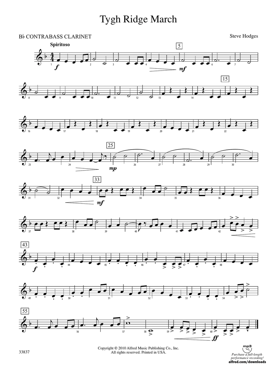 Tygh Ridge March: (World Part) B-flat Contrabass Clarinet
