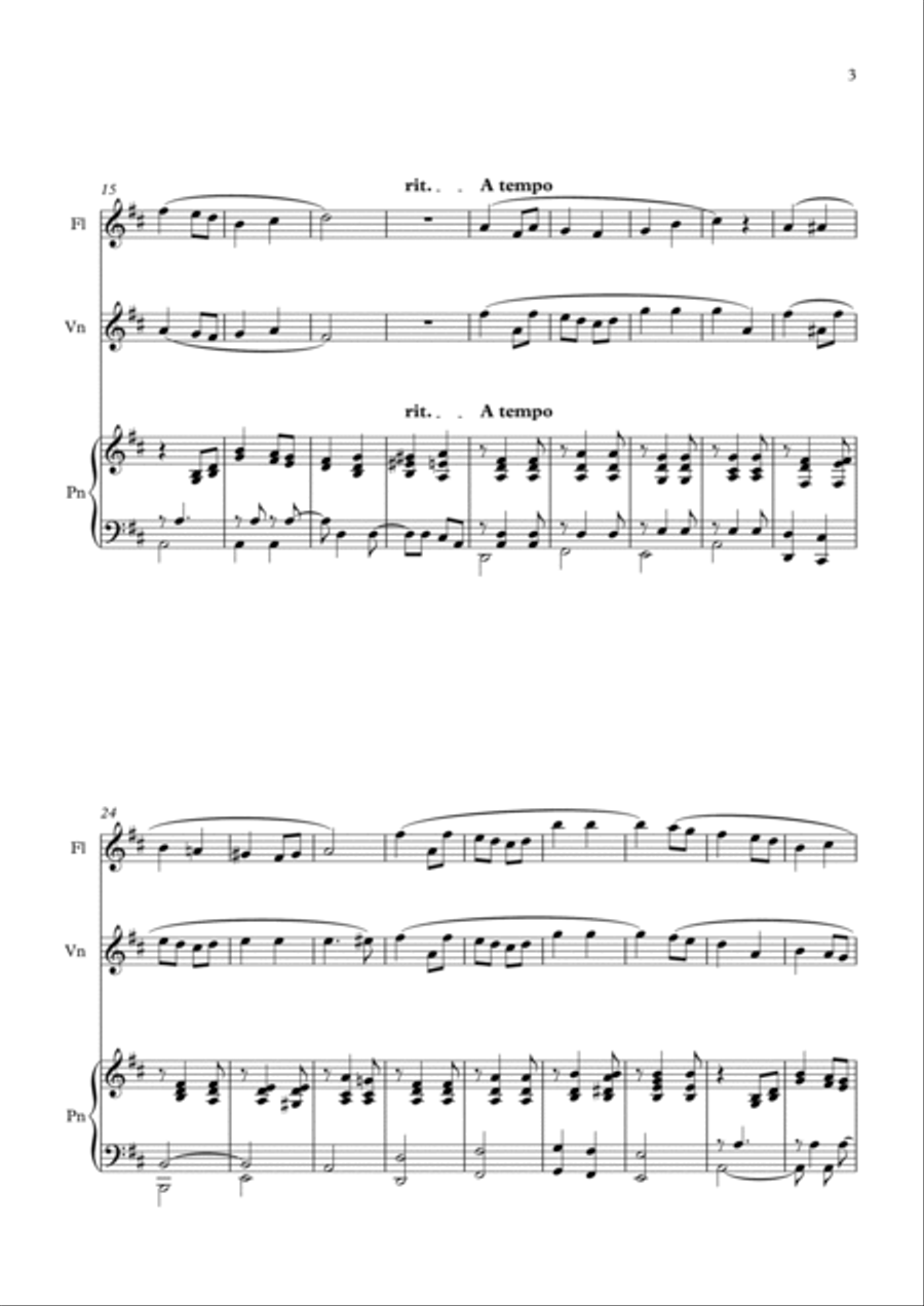 Salut d'Amour (Elgar) for Flute, Violin and Piano Small Ensemble scores gallery preview page 3
