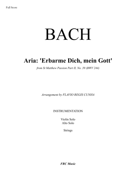 Aria: Erbarme Dich, mein Gott from Matthäuspassion (Strings and Alto voice) image number null