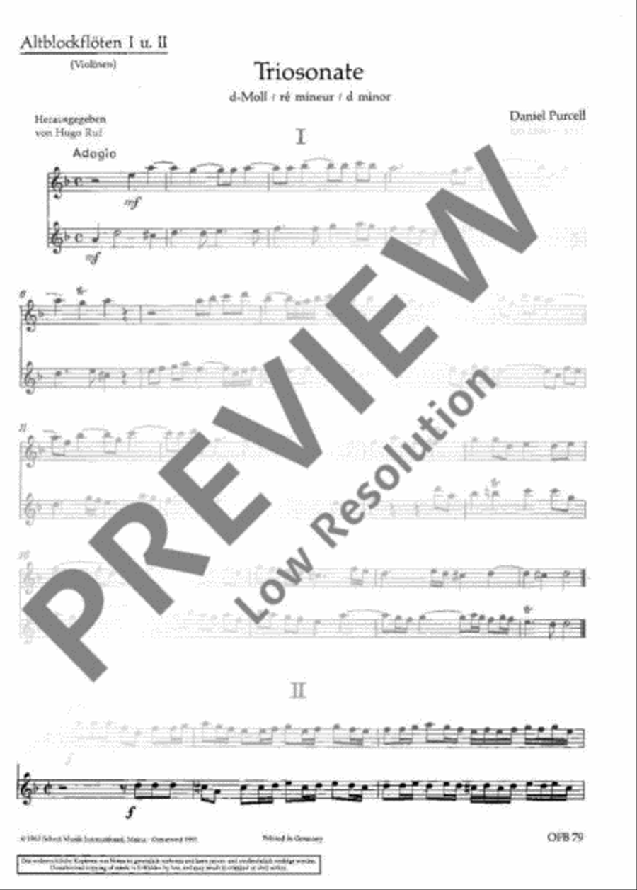 Trio Sonata in D minor Flute scores gallery preview page 12