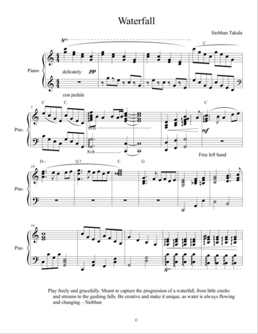Waterfall Waterfall Piano Method scores gallery preview page 1