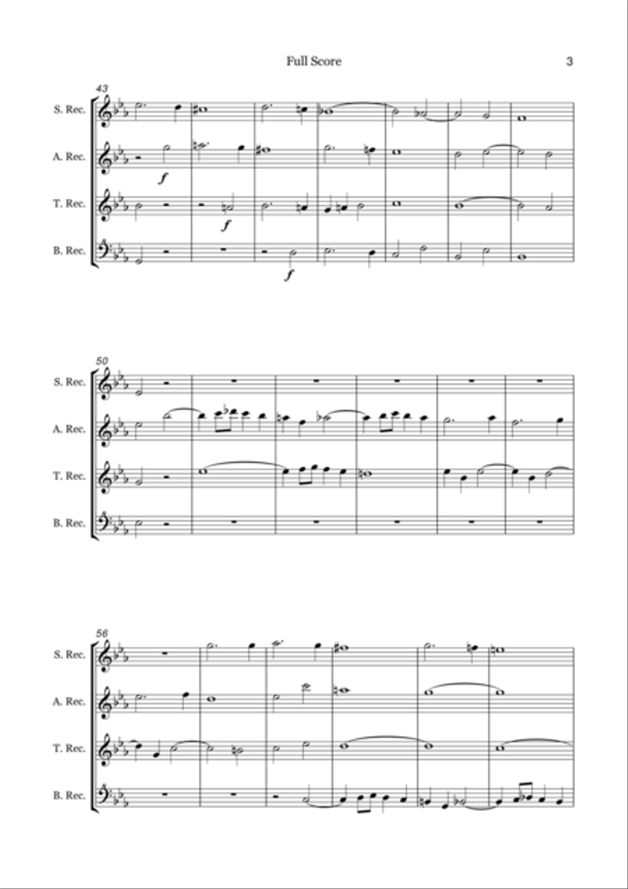 Fugue in C Minor for Recorder Quartet Small Ensemble scores gallery preview page 4