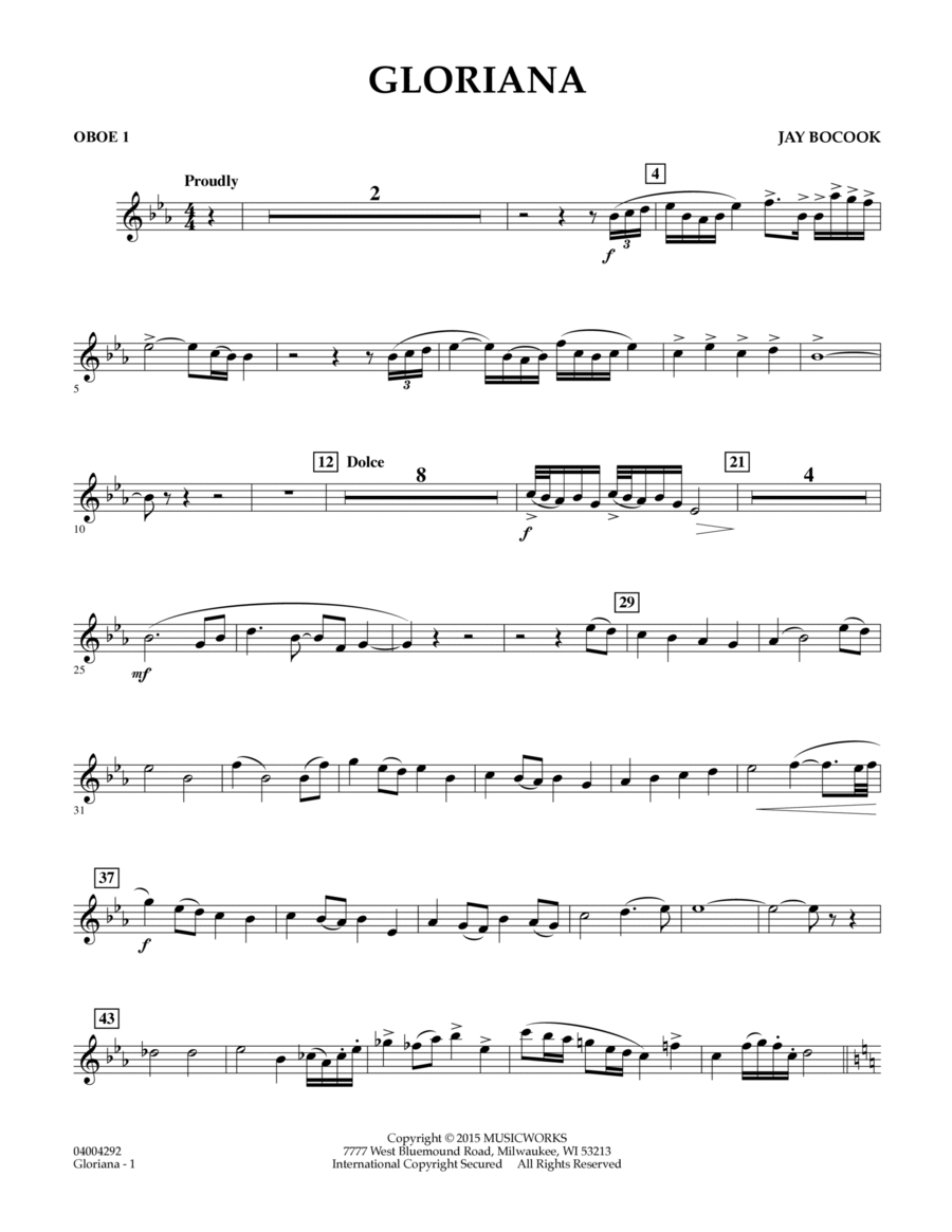 Gloriana - Oboe 1 Oboe scores gallery preview page 1