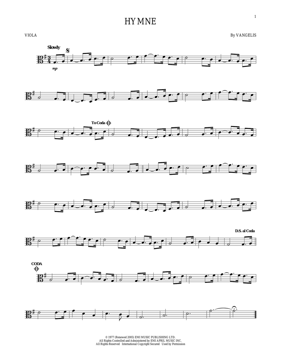 Hymne Viola Solo scores gallery preview page 1