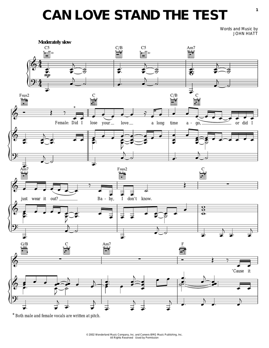 Can Love Stand The Test Piano, Vocal, Guitar scores gallery preview page 1