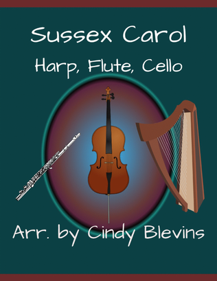 Book cover for Sussex Carol, for Harp, Flute and Cello