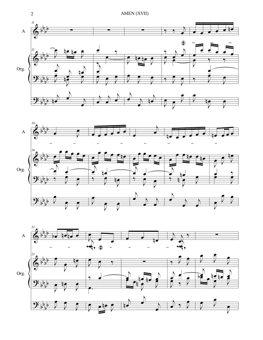 AMEN (XVII) - (From Stabat Mater- RV 621) - For Alto,and Organ 3 staff Piano, Vocal scores gallery preview page 2