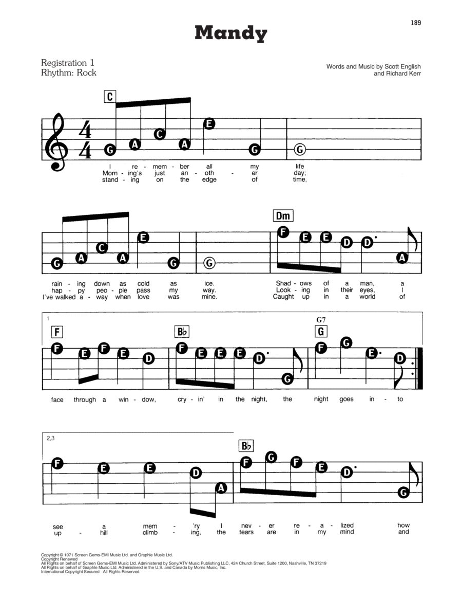 Mandy Electronic Keyboard scores gallery preview page 1