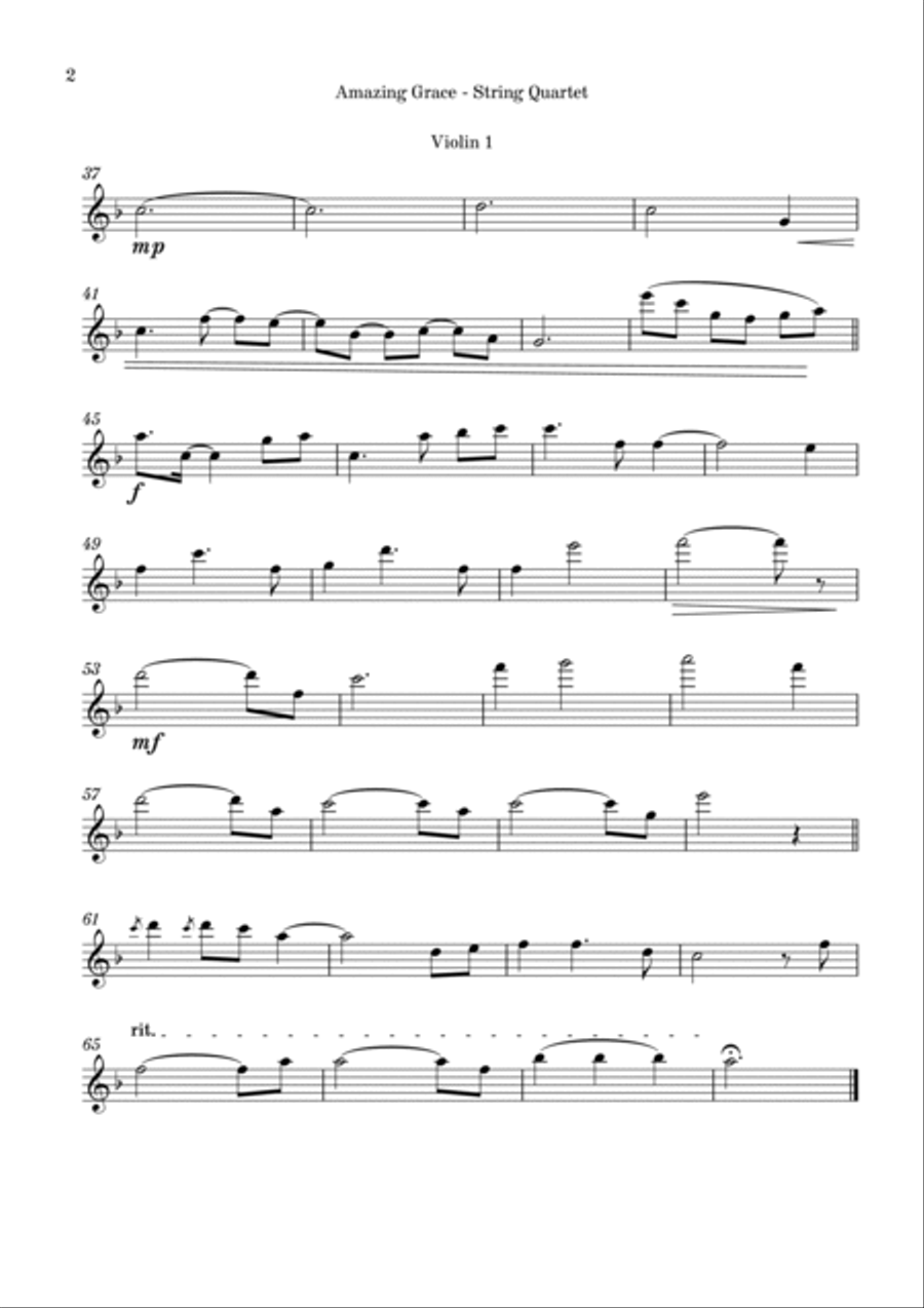 Amazing Grace (String Quartet) - Eb String Quartet scores gallery preview page 6