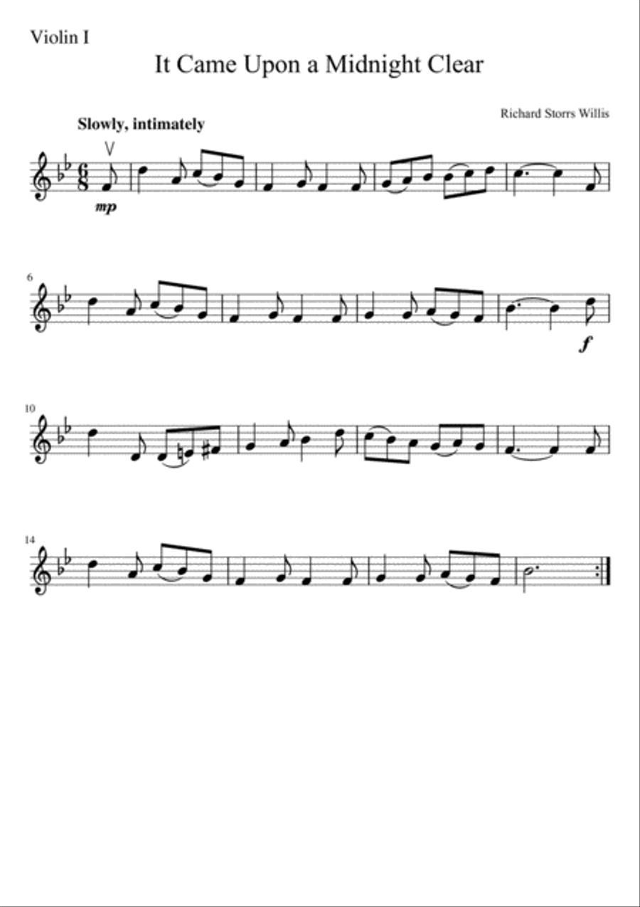 It Came Upon a Midnight Clear (two violins and cello) String Trio scores gallery preview page 3