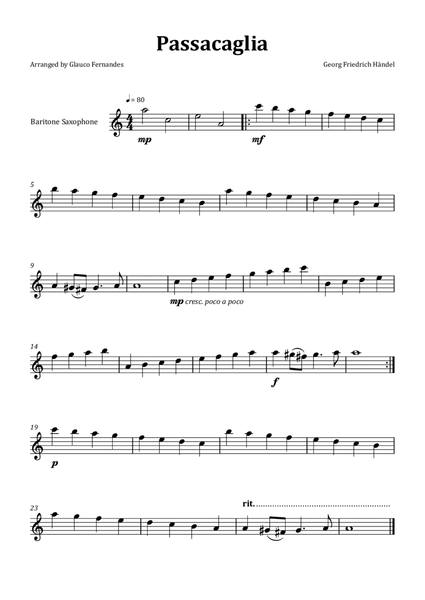 Passacaglia by Handel/Halvorsen - Baritone Saxophone Solo image number null