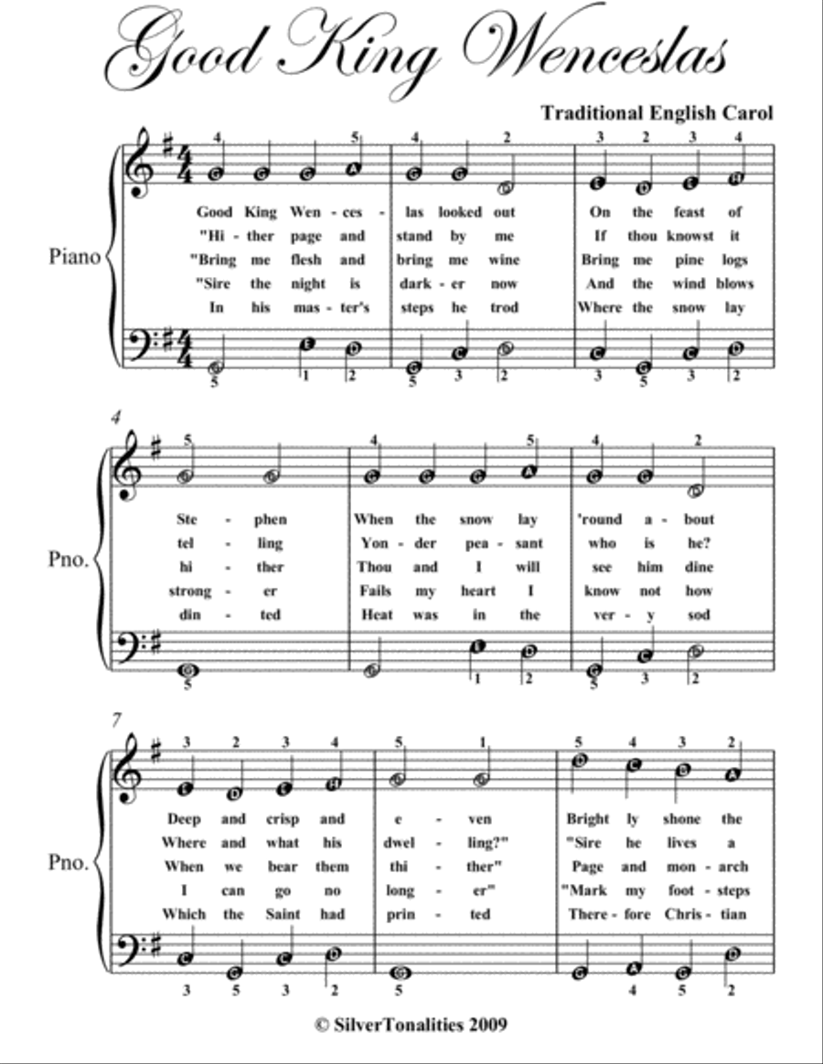 Good King Wenceslas Easiest Piano Sheet Music Easy Piano scores gallery preview page 2
