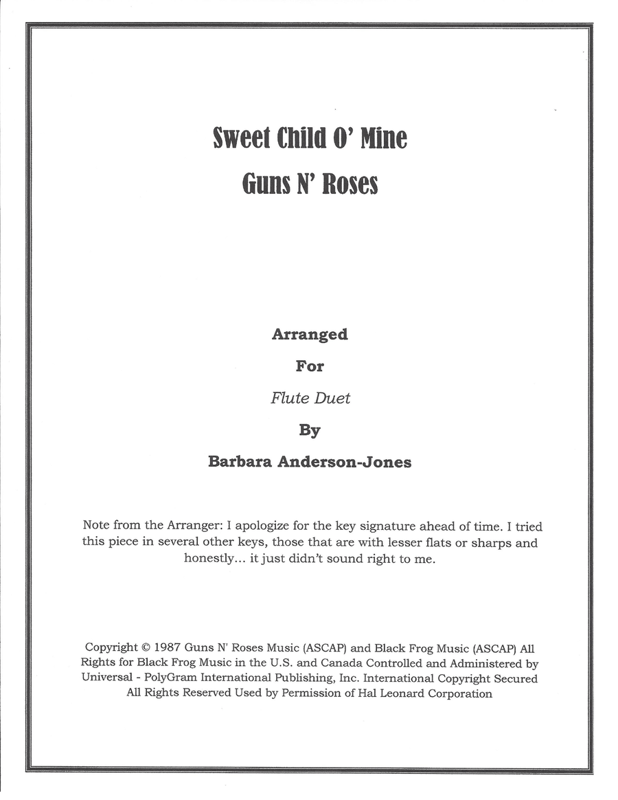 Sweet Child O' Mine Flute Duet scores gallery preview page 1