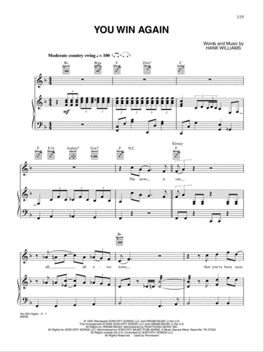 You Win Again Piano, Vocal, Guitar scores gallery preview page 1