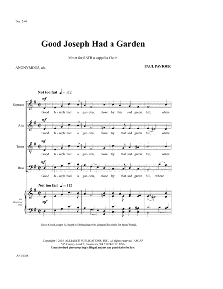 Good Joseph Had a Garden - SATB choir, a cappella image number null