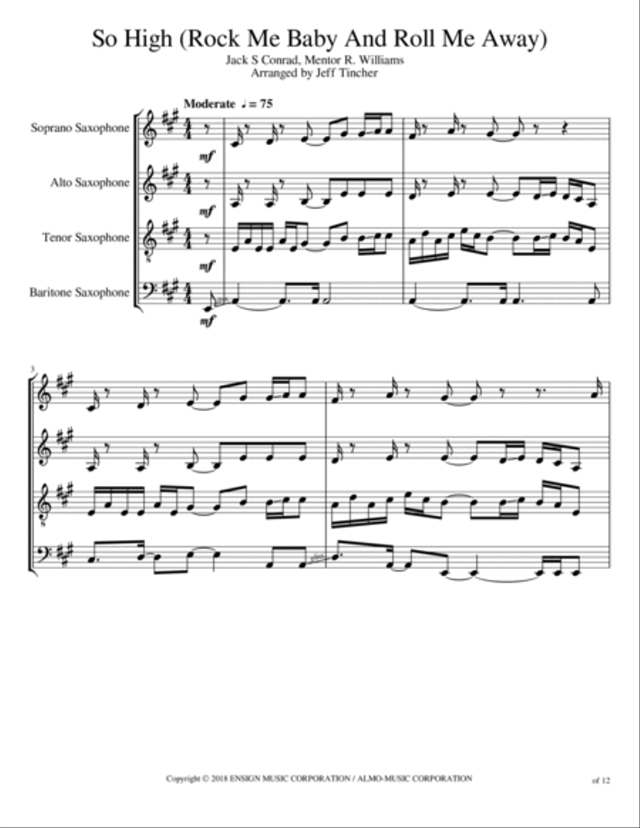 So High (rock Me Baby And Roll Me Away) Woodwind Quartet scores gallery preview page 2