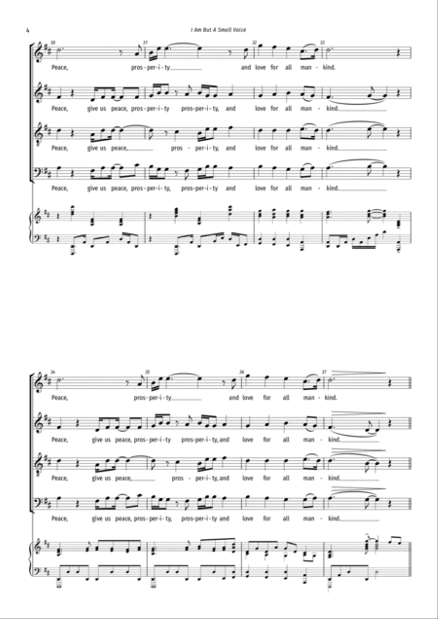 I Am But A Small Voice 4-Part scores gallery preview page 4