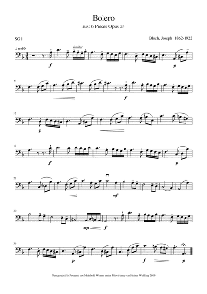 Trombone Solo Posaune Pieces Komponist born 1847-1862 - 10 Pieces Trombone Solo Posaune Soli Stü